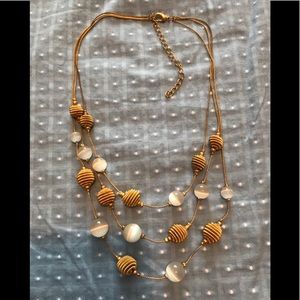 Rolled Gold and Frosted Glass Necklace